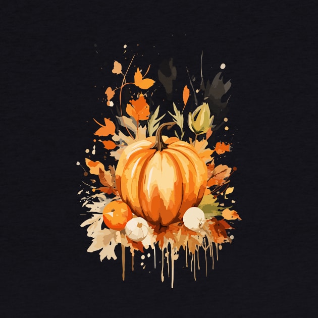 Modern Fall Pumpkin Watercolor Art by ArtVault23